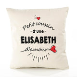 Housse de Coussin Premium Elisabeth d'amour - Coton Canvas Fairtrade Beige Idée Cadeau Décoration Canapé 40x40