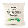 Housse de Coussin Premium Merci Maître-Chien Inoubliable - Coton Canvas Fairtrade Beige Idée Cadeau Décoration Canapé
