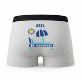 Caleçon Axel en Vacances - Humour Boxer Gris Idée Cadeau