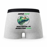 Caleçon Super Papy - Humour Boxer Gris Idée Cadeau Fête des Pères