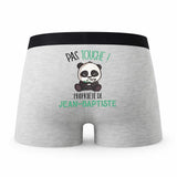 Caleçon Jean-Baptiste Pas Touche Panda - Humour Boxer Gris Idée Cadeau