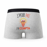 Caleçon Compta - Humour Boxer Gris Idée Cadeau Passion
