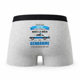 Caleçon Papa Gendarme - Humour Boxer Gris Idée Cadeau Fête des Pères