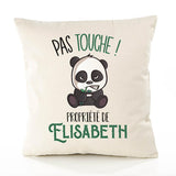 Housse de Coussin Premium Elisabeth Pas Touche Panda - Coton Canvas Fairtrade Beige Idée Cadeau Décoration Canapé 40x40