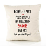 Housse de Coussin Premium Yannis ça n'existe Pas Homme - Coton Canvas Fairtrade Beige Idée Cadeau Décoration Canapé