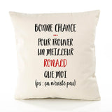 Housse de Coussin Premium Ronald ça n'existe Pas Homme - Coton Canvas Fairtrade Beige Idée Cadeau Décoration Canapé