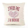 Housse de Coussin Premium Broderie Version Blanc - Coton Canvas Fairtrade Beige Idée Cadeau Décoration Canapé