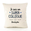 Housse de Coussin Premium Christopher Un Super Collègue - Coton Canvas Fairtrade Beige Idée Cadeau Décoration Canapé