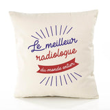 Housse de Coussin Premium radiologue Meilleur Monde - Coton Canvas Fairtrade Beige Idée Cadeau Décoration Canapé