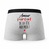 Caleçon Amour Parfait de la Tête aux Pieds - Humour Boxer Gris Cadeau