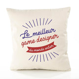 Housse de Coussin Premium Game Designer Meilleur Monde - Coton Canvas Fairtrade Beige Idée Cadeau Décoration Canapé