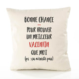 Housse de Coussin Premium Valentin ça n'existe Pas Homme - Coton Canvas Fairtrade Beige Idée Cadeau Décoration Canapé