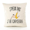 Housse de Coussin Premium Capoeira Version Blanc - Coton Canvas Fairtrade Beige Idée Cadeau Décoration Canapé