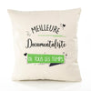 Housse de Coussin Premium Documentaliste Meilleure Temps Femme - Coton Canvas Fairtrade Beige Idée Cadeau Décoration Canapé