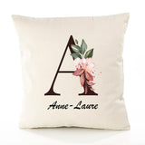 Housse de Coussin Premium Anne-Laure Lettre - Coton Canvas Fairtrade Beige Idée Cadeau Décoration Canapé