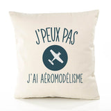 Housse de Coussin Premium aeromodelisme Version Blanc - Coton Canvas Fairtrade Beige Idée Cadeau Décoration Canapé