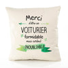Housse de Coussin Premium Merci Voiturier Inoubliable - Coton Canvas Fairtrade Beige Idée Cadeau Décoration Canapé
