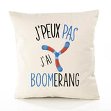 Housse de Coussin Premium Boomerang Version Blanc - Coton Canvas Fairtrade Beige Idée Cadeau Décoration Canapé