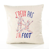 Housse de Coussin Premium Foot équipe de France Version Blanc - Coton Canvas Fairtrade Beige Idée Cadeau Décoration Canapé