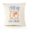 Housse de Coussin Premium Grec Version Blanc - Coton Canvas Fairtrade Beige Idée Cadeau Décoration Canapé 40x40