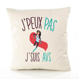Housse de Coussin Premium AVS Version Blanc - Coton Canvas Fairtrade Beige Idée Cadeau Décoration Canapé