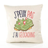 Housse de Coussin Premium géocaching Version Blanc - Coton Canvas Fairtrade Beige Idée Cadeau Décoration Canapé 40x40