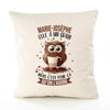 Housse de Coussin Premium Marie-Josèphe Chouette Grain - Coton Canvas Fairtrade Beige Idée Cadeau Décoration Canapé