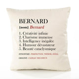 Housse de Coussin Premium Bernard Définition - Coton Canvas Fairtrade Beige Idée Cadeau Décoration Canapé