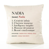 Housse de Coussin Premium Nadia Définition - Coton Canvas Fairtrade Beige Idée Cadeau Décoration Canapé
