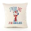 Housse de Coussin Premium Anglais Version Blanc - Coton Canvas Fairtrade Beige Idée Cadeau Décoration Canapé