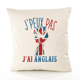 Housse de Coussin Premium Anglais Version Blanc - Coton Canvas Fairtrade Beige Idée Cadeau Décoration Canapé