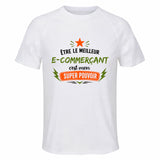 Maillot de Sport Homme Meilleur E-commercant Super Pouvoir Cadeau Anniversaire Noël Fête des Pères T-Shirt Respirant Polyester