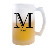 Verre à Bière Matéo Lettre Chic | Chope de Bière Pinte | Idée Cadeau Prénom Anniversaire Papa Collègue Départ Retraite Noël