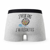 Caleçon Flechettes - Humour Boxer Gris Idée Cadeau Passion