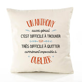 Housse de Coussin Premium Un Anthony Aussi génial - Coton Canvas Fairtrade Beige Idée Cadeau Décoration Canapé
