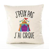 Housse de Coussin Premium Cirque Version Blanc - Coton Canvas Fairtrade Beige Idée Cadeau Décoration Canapé