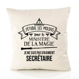 Housse de Coussin Premium secrétaire Ministère Magie Homme - Coton Canvas Fairtrade Beige Idée Cadeau Décoration Canapé