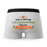 Caleçon Gris Meilleur Collectionneur Super Pouvoir Cadeau Homme Boxer Humour Papa