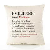 Housse de Coussin Premium Emilienne Définition - Coton Canvas Fairtrade Beige Idée Cadeau Décoration Canapé