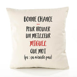 Housse de Coussin Premium Miguel ça n'existe Pas Homme - Coton Canvas Fairtrade Beige Idée Cadeau Décoration Canapé