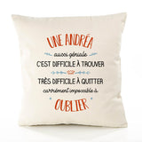 Housse de Coussin Premium Une Andréa Aussi géniale - Coton Canvas Fairtrade Beige Idée Cadeau Décoration Canapé