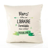 Housse de Coussin Premium Merci Libraire Inoubliable Femme - Coton Canvas Fairtrade Beige Idée Cadeau Décoration Canapé