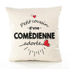 Housse de Coussin Premium Comedienne d'amour - Coton Canvas Fairtrade Beige Idée Cadeau Décoration Canapé 40x40