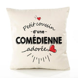 Housse de Coussin Premium Comedienne d'amour - Coton Canvas Fairtrade Beige Idée Cadeau Décoration Canapé 40x40