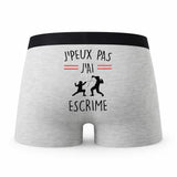 Caleçon J_Peux Pas Escrime - Humour Boxer Gris Idée Cadeau Passion
