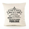 Housse de Coussin Premium podologue Ministère Magie Homme - Coton Canvas Fairtrade Beige Idée Cadeau Décoration Canapé