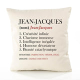 Housse de Coussin Premium Jean-Jacques Définition - Coton Canvas Fairtrade Beige Idée Cadeau Décoration Canapé 40x40