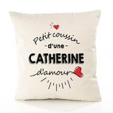 Housse de Coussin Premium Catherine d'amour - Coton Canvas Fairtrade Beige Idée Cadeau Décoration Canapé 40x40