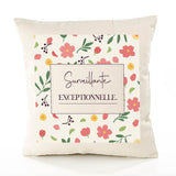 Housse de Coussin Femme Surveillante exceptionnelle Motif Floral déco Salon canapé Chambre Cadeau Femme Anniversaire noël Coussin décoratif Motif Floral