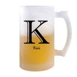 Verre à Bière Kaïs Lettre Chic | Chope de Bière Pinte | Idée Cadeau Prénom Anniversaire Papa Collègue Départ Retraite Noël